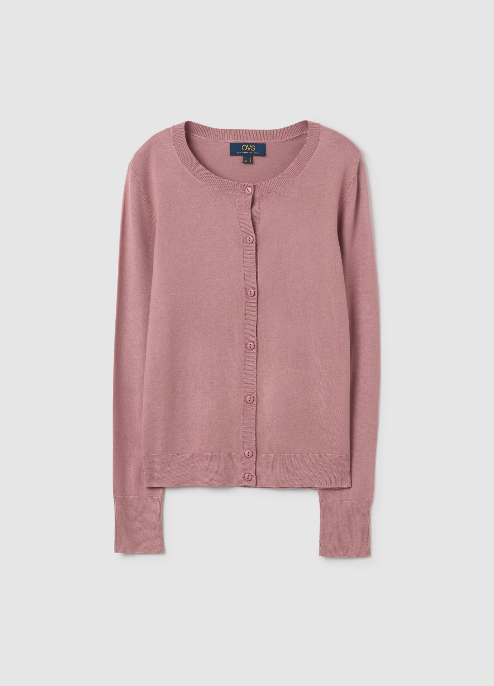 Cardigan in misto viscosa rosa regular fit