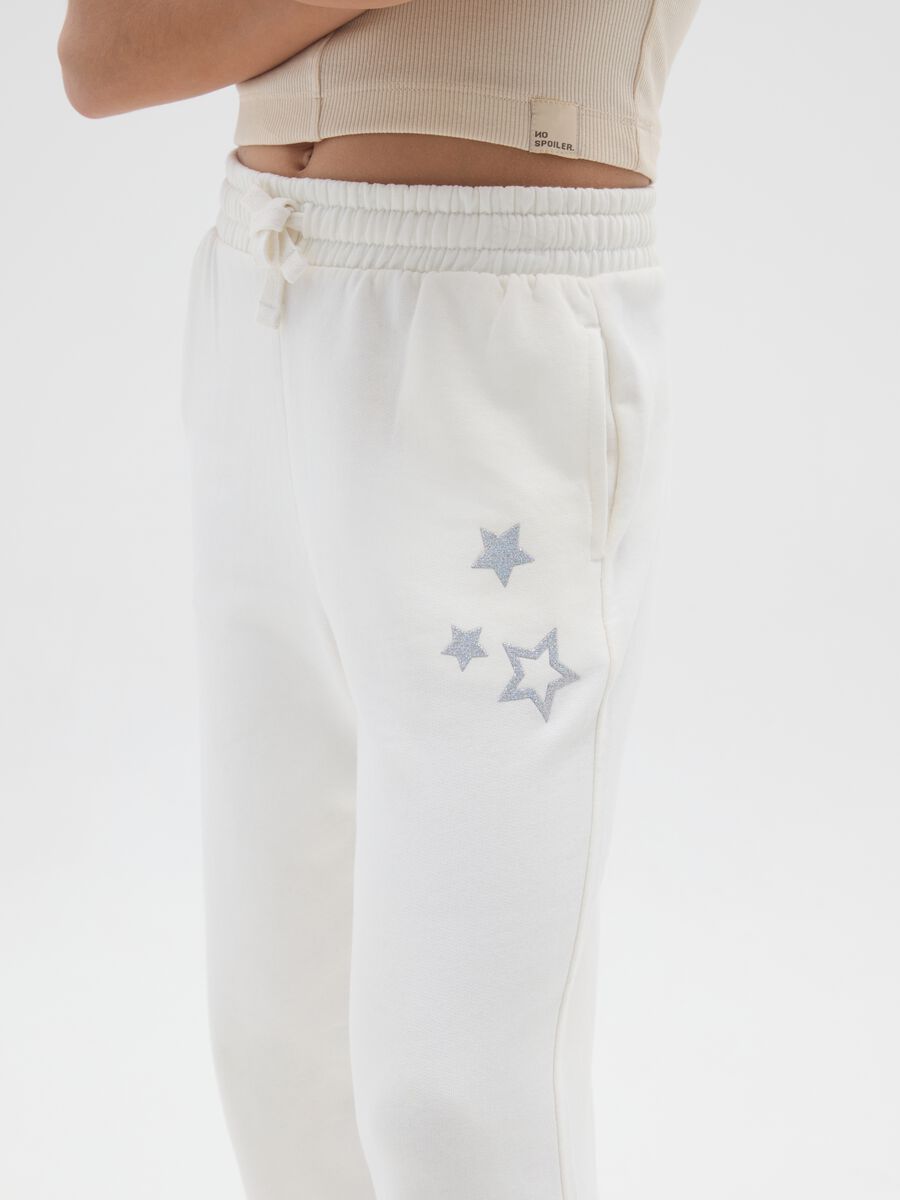 Girls' white pure cotton jogger trousers regular fit_2