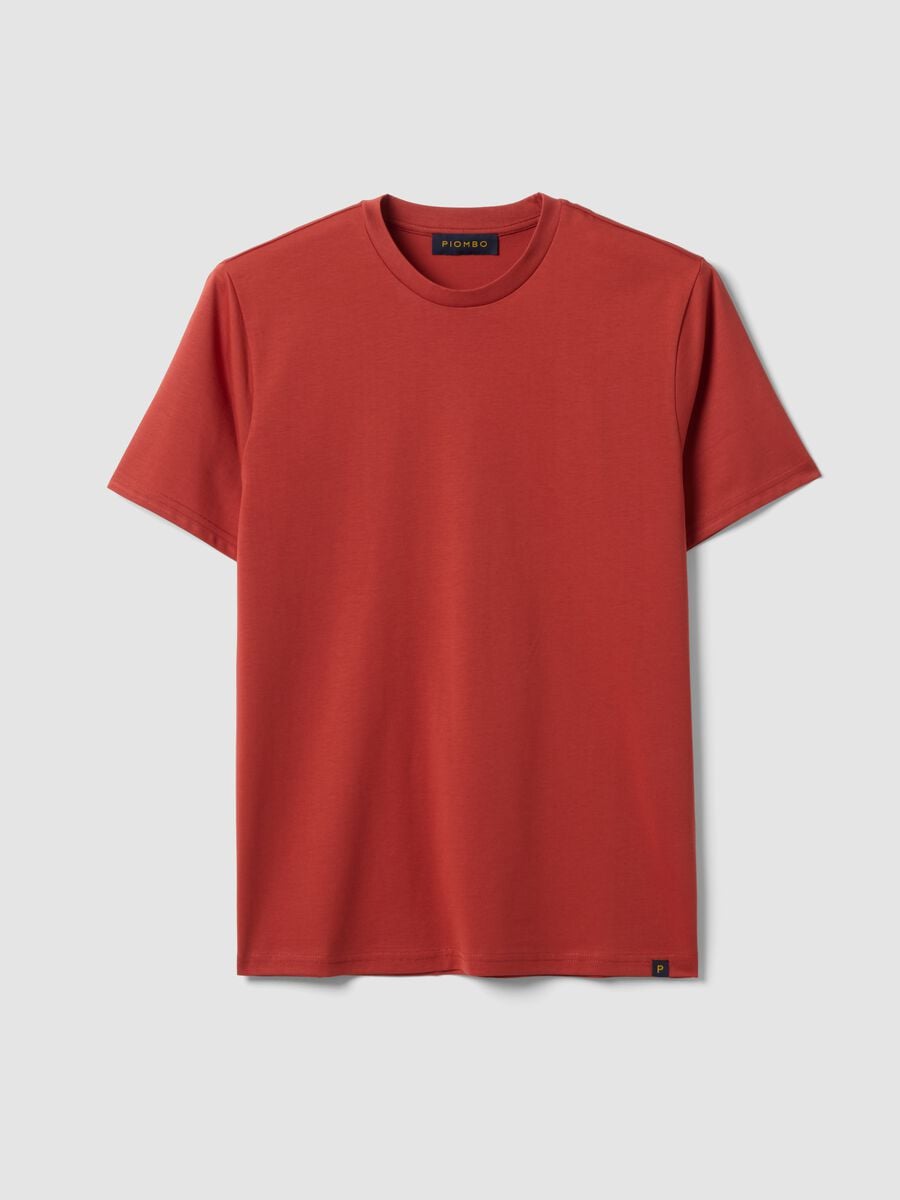 T-shirt girocollo rossa in puro cotone Supima regular fit_0