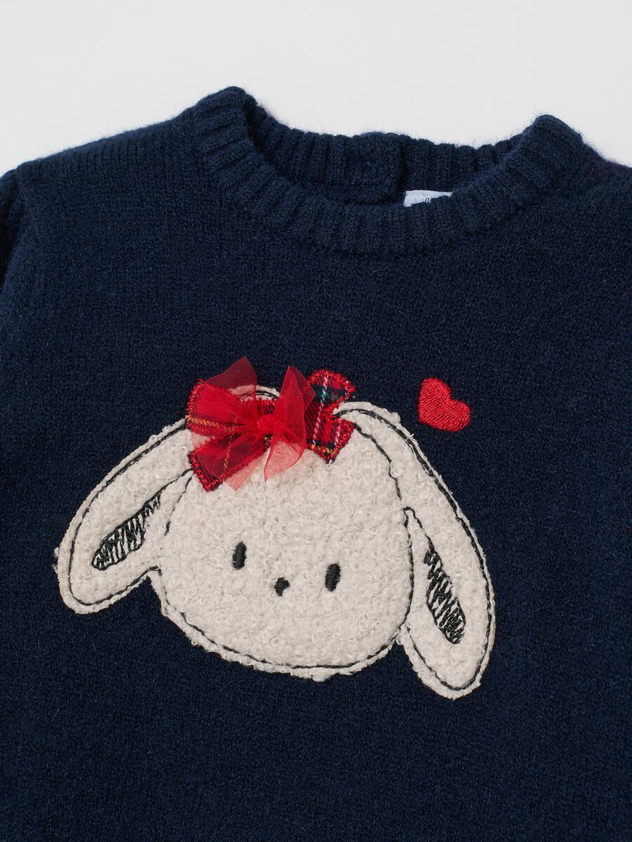 Regular fit blue girl's jumper with embroidery_2
