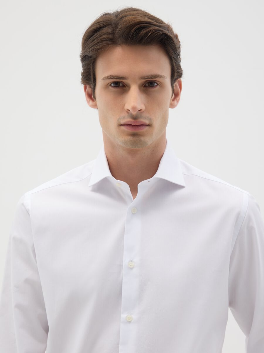 Camicia da uomo in puro cotone bianca slim fit_2
