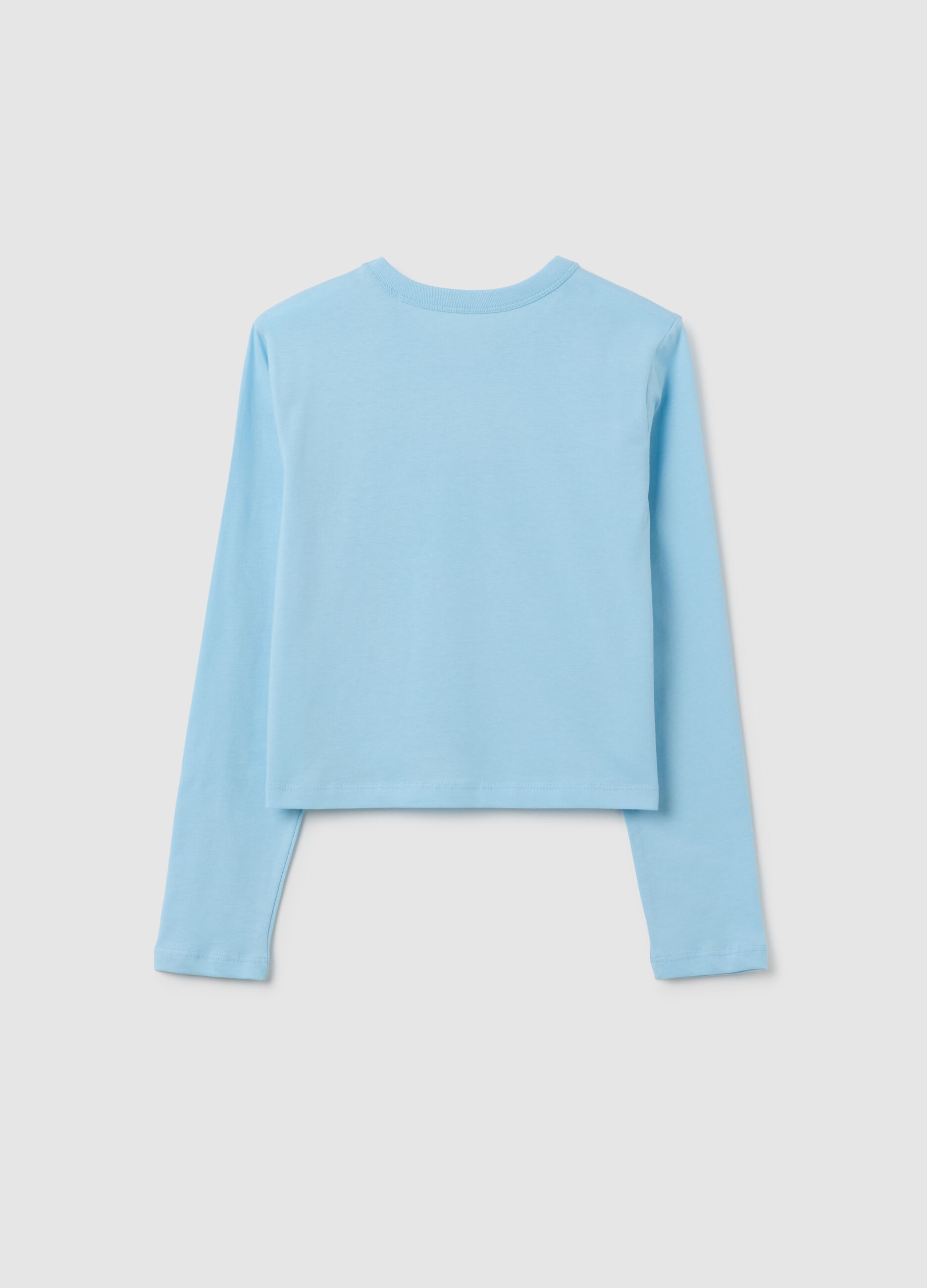 Girls' Blue Long-Sleeved Top in Pure Cotton