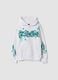 White cotton-blend hoodie with graffiti print_0