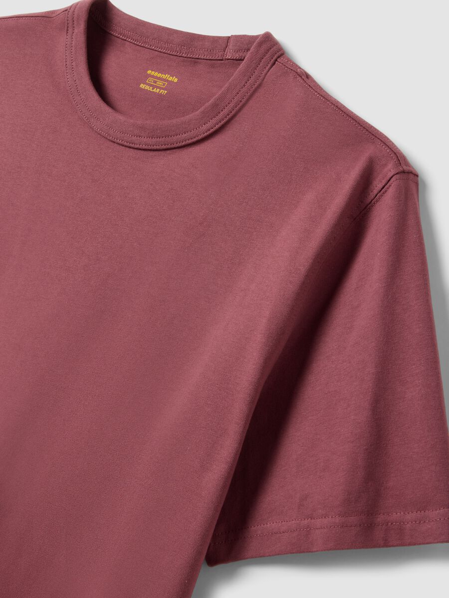 Regular fit red pure cotton short sleeve t-shirt_5