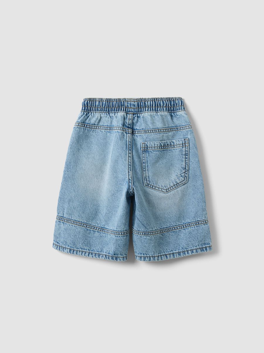 Shorts denim blu in puro cotone da bambino regular fit_1