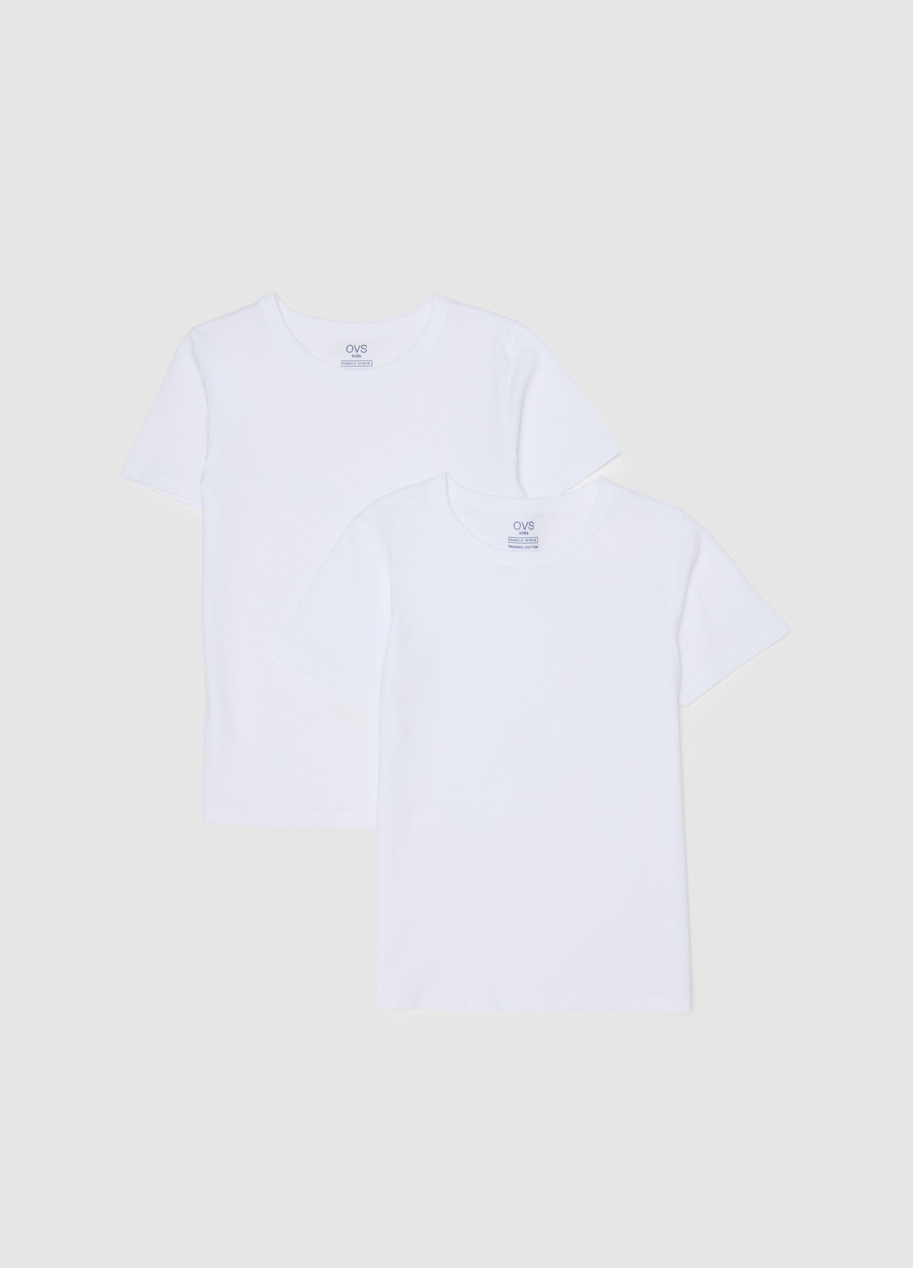 Pack of two white kids' t-shirts in pure cotton regular fit