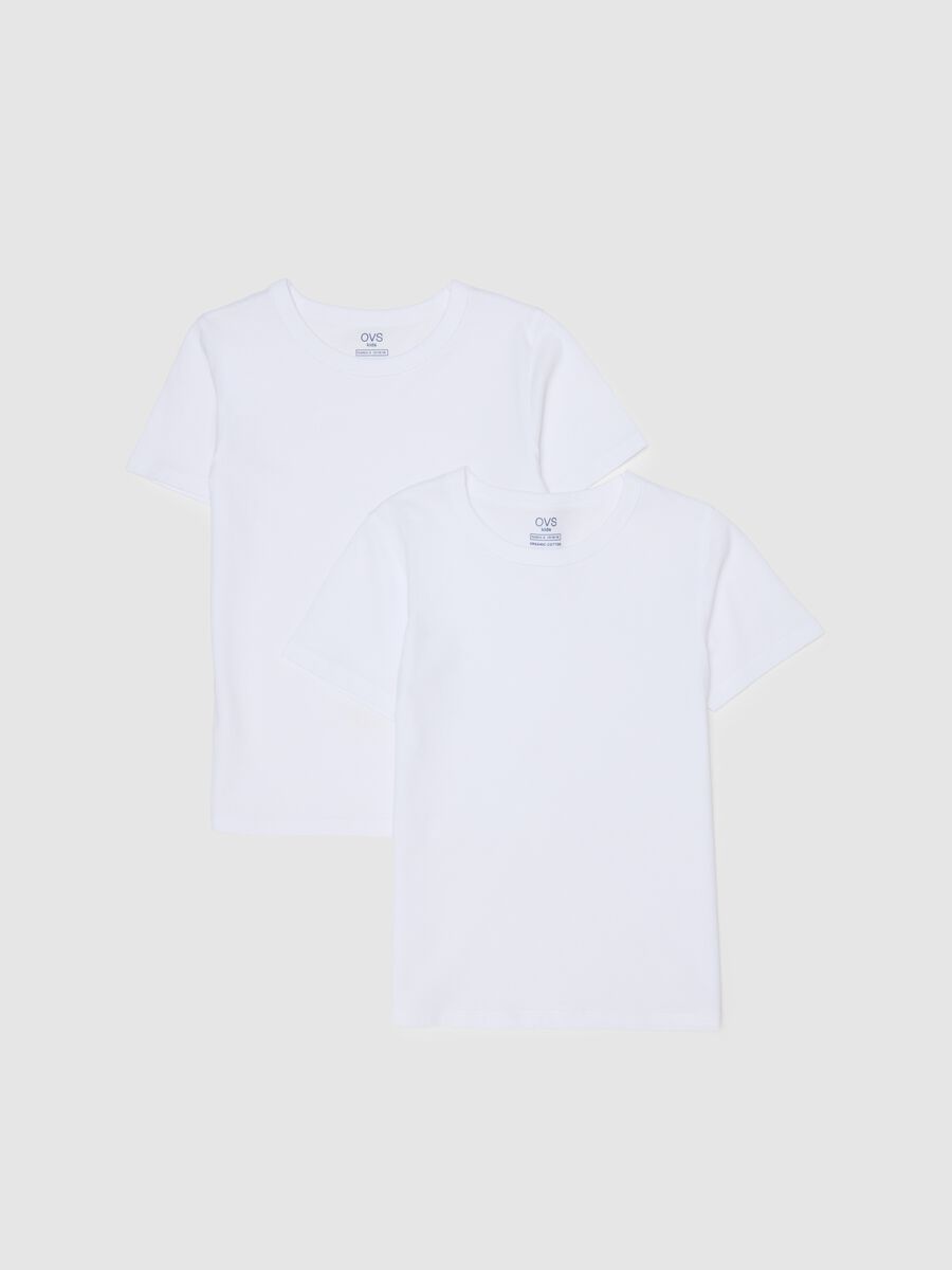 Pack of two white kids' t-shirts in pure cotton regular fit_0