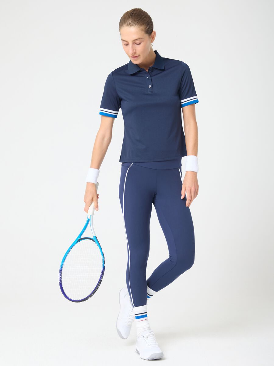 Breathable technical fabric polo with striped sleeves ALTAVIA COURT_0