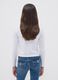 White pure cotton crew-neck T-shirt with teddy bear print for girls_2