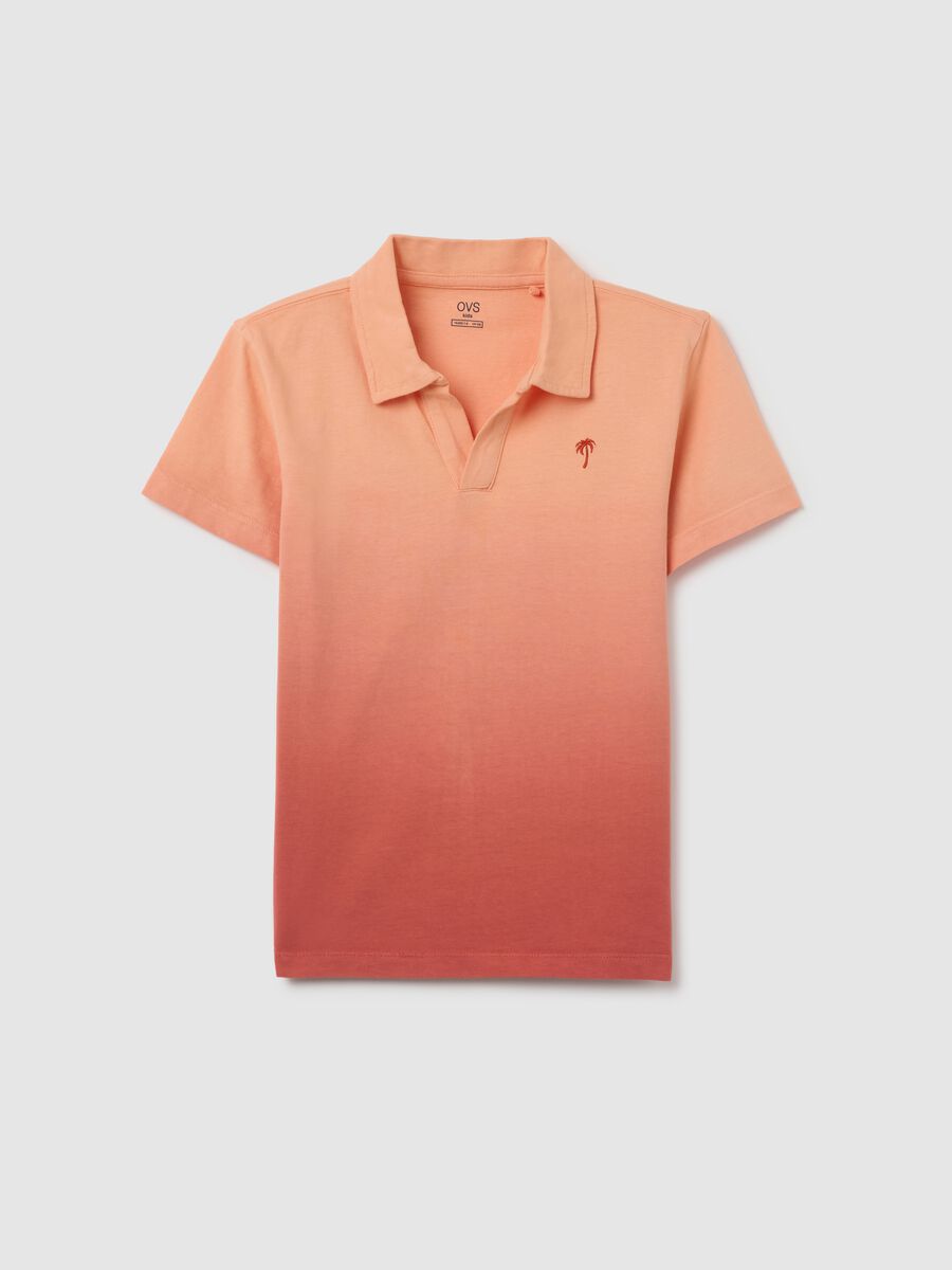 Short-sleeved polo in pure faded orange cotton_0