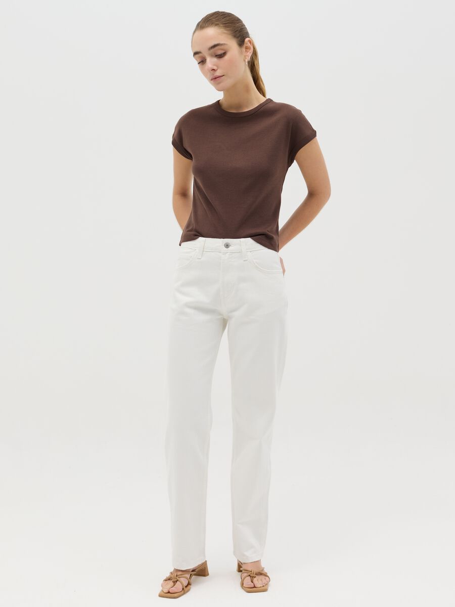 Brown T-shirt with kimono sleeves_1