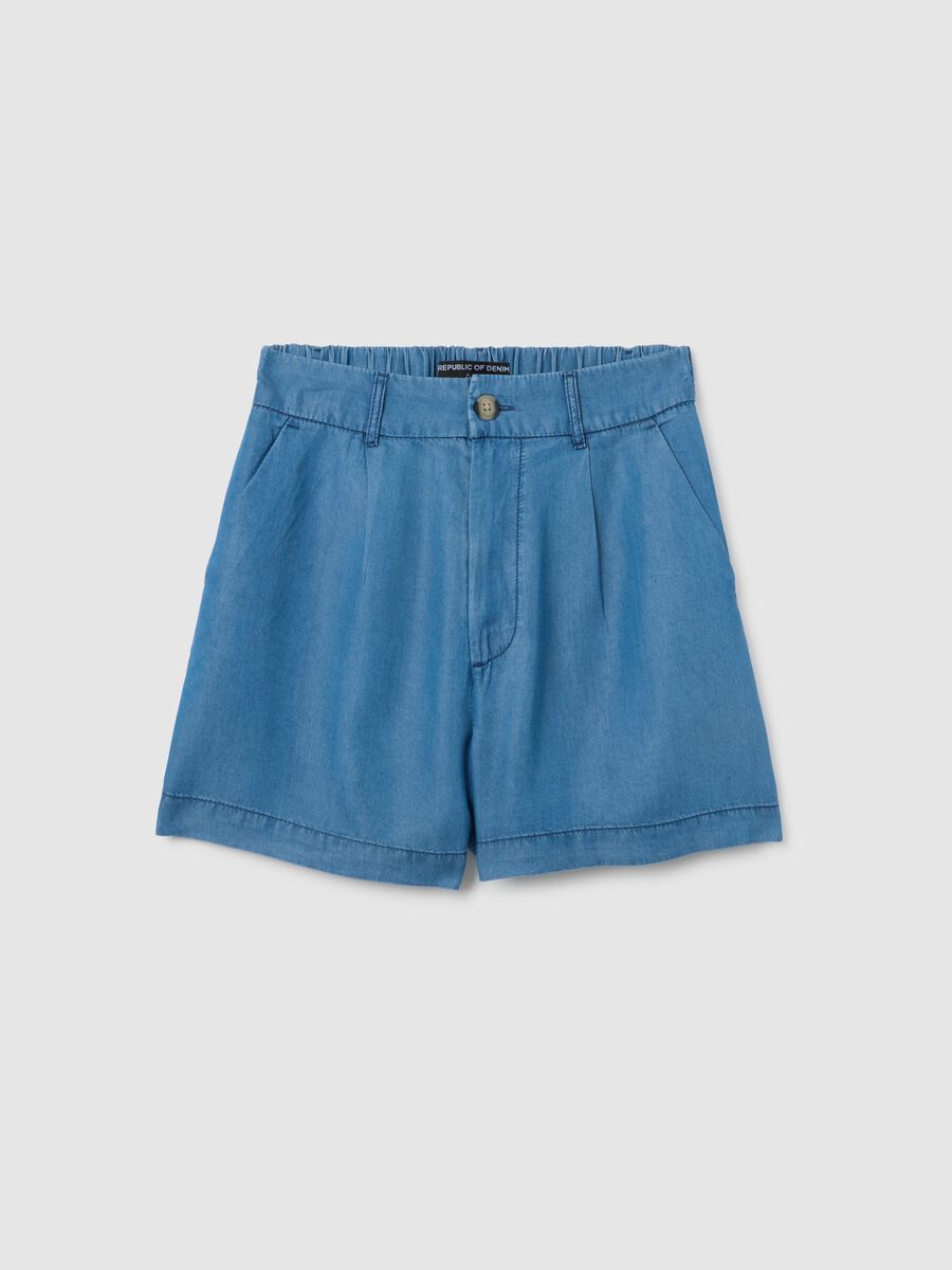 Women's sky blue lyocell shorts regular fit_0