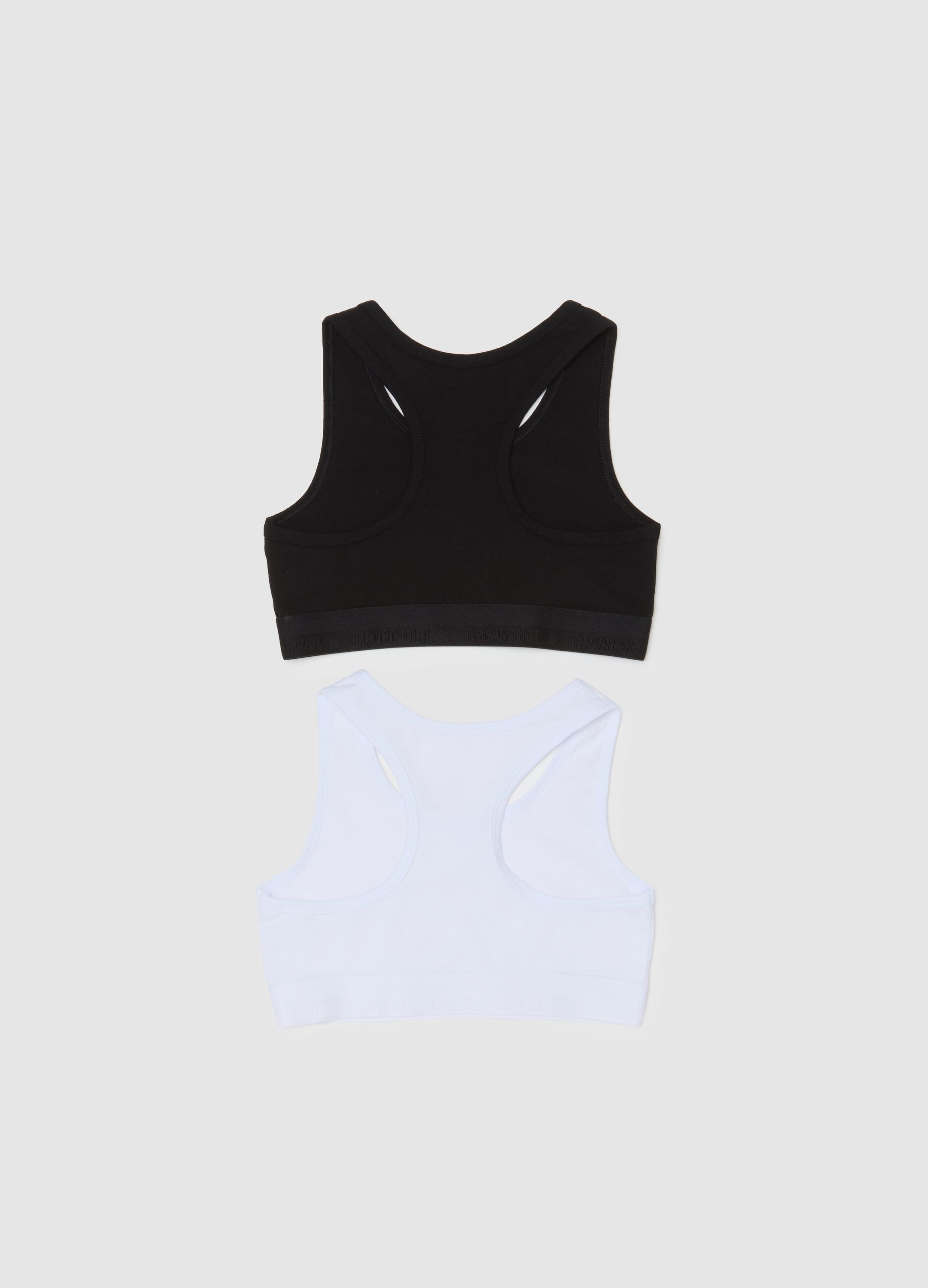 Set of two multicolour stretchy cotton sports tops for girls