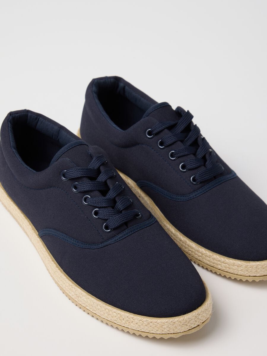 Blue sneakers with laces in cotton_2