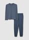 Blue cotton blend regular fit pyjama_0