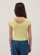 Yellow girls' cotton blend fitted V-neck t-shirt_1