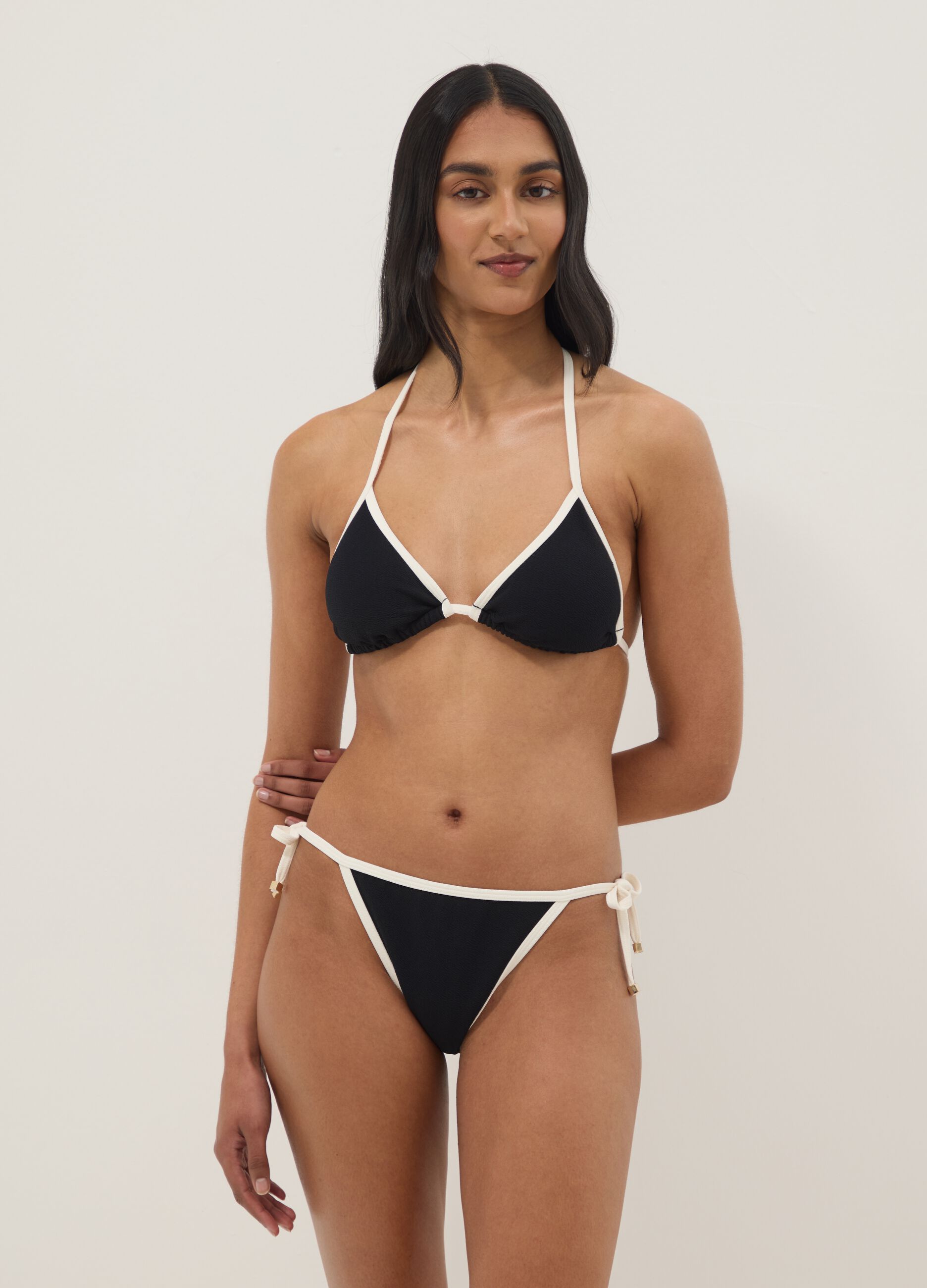 Multicolour triangle bikini top in stretch fabric