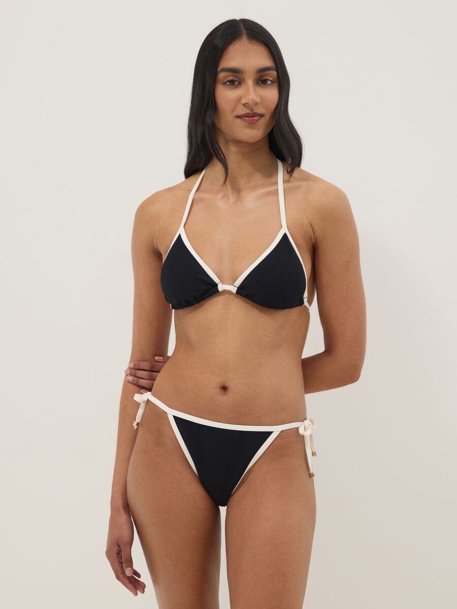Multicolour triangle bikini top in stretch fabric_1