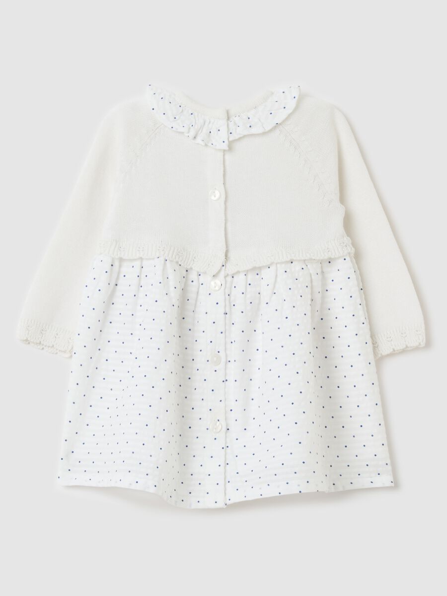 Two-part dress with striped motif and polka dot pattern_1