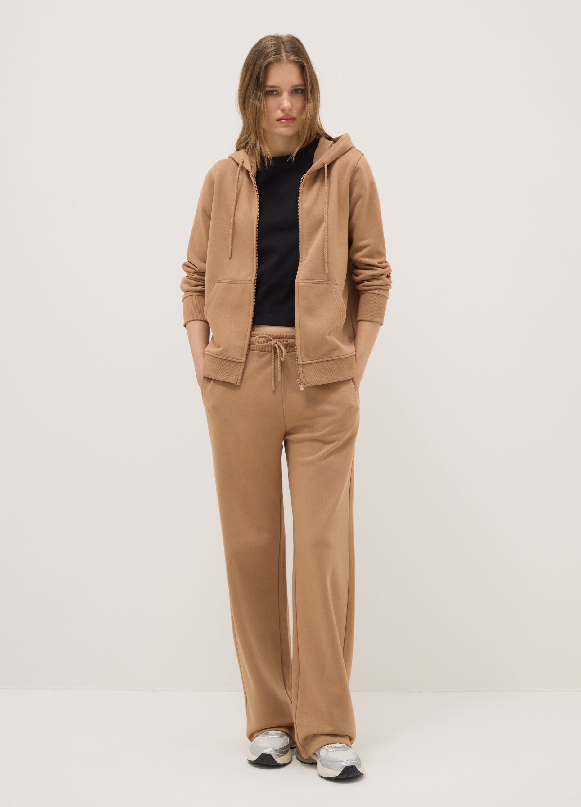 Pantaloni in misto cotone marroni regular fit