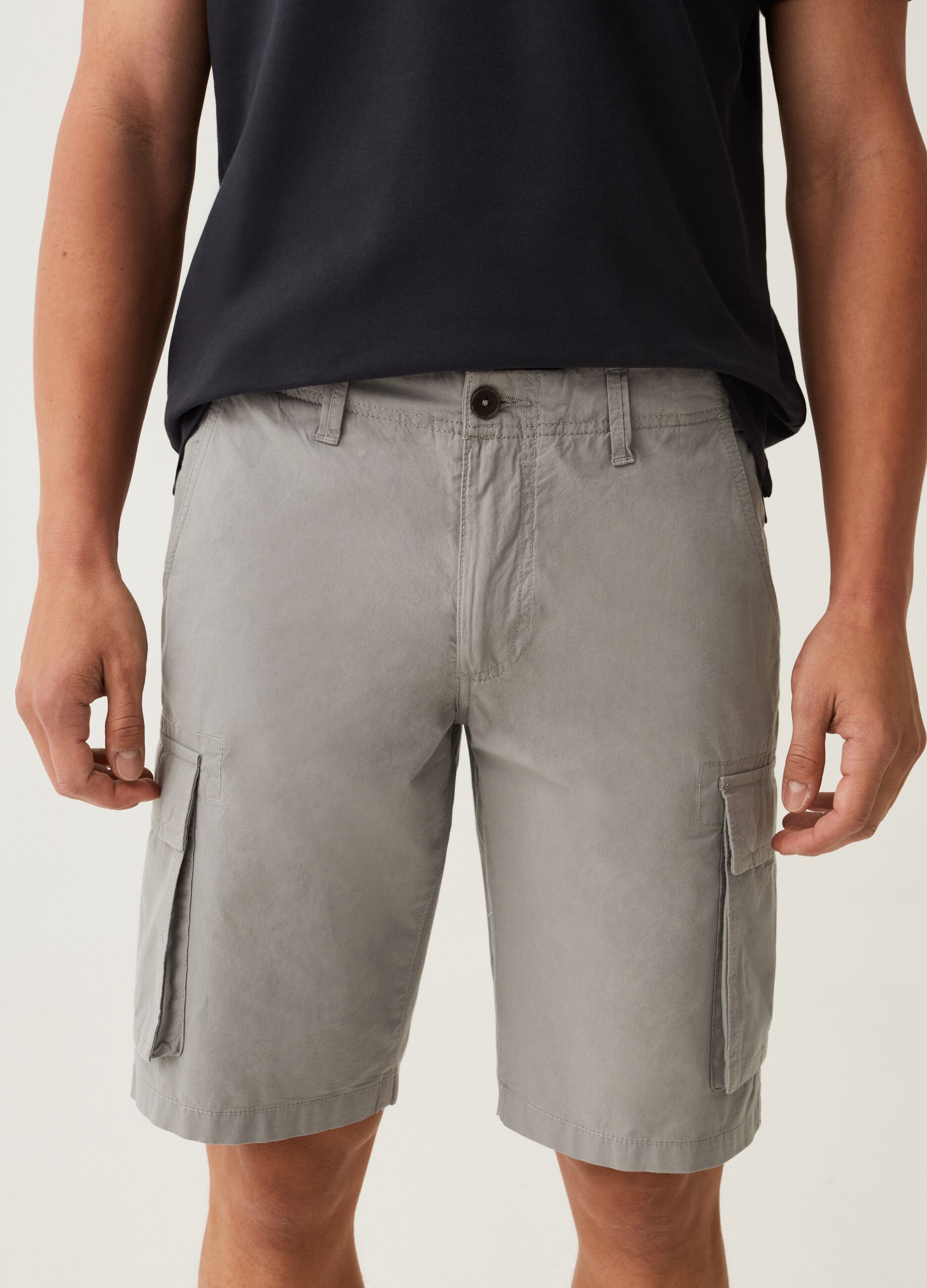 Bermuda cargo in cotone stretch stone washed_1