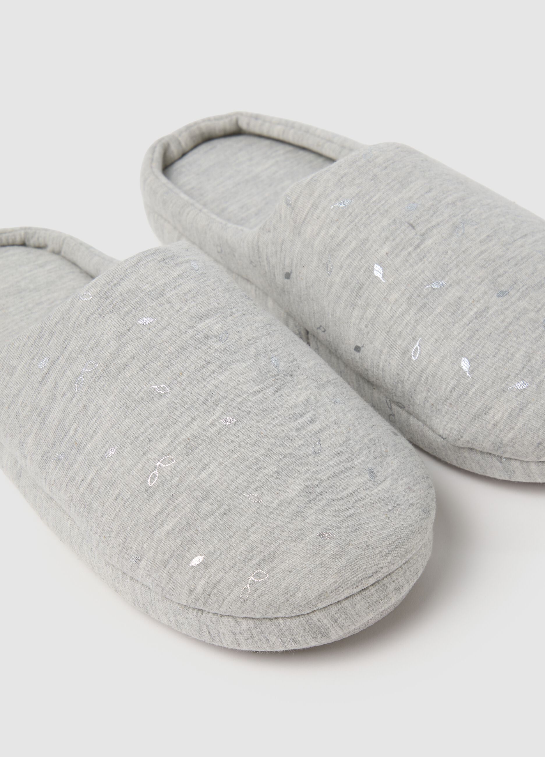 Women's slippers in grey mixed fabric