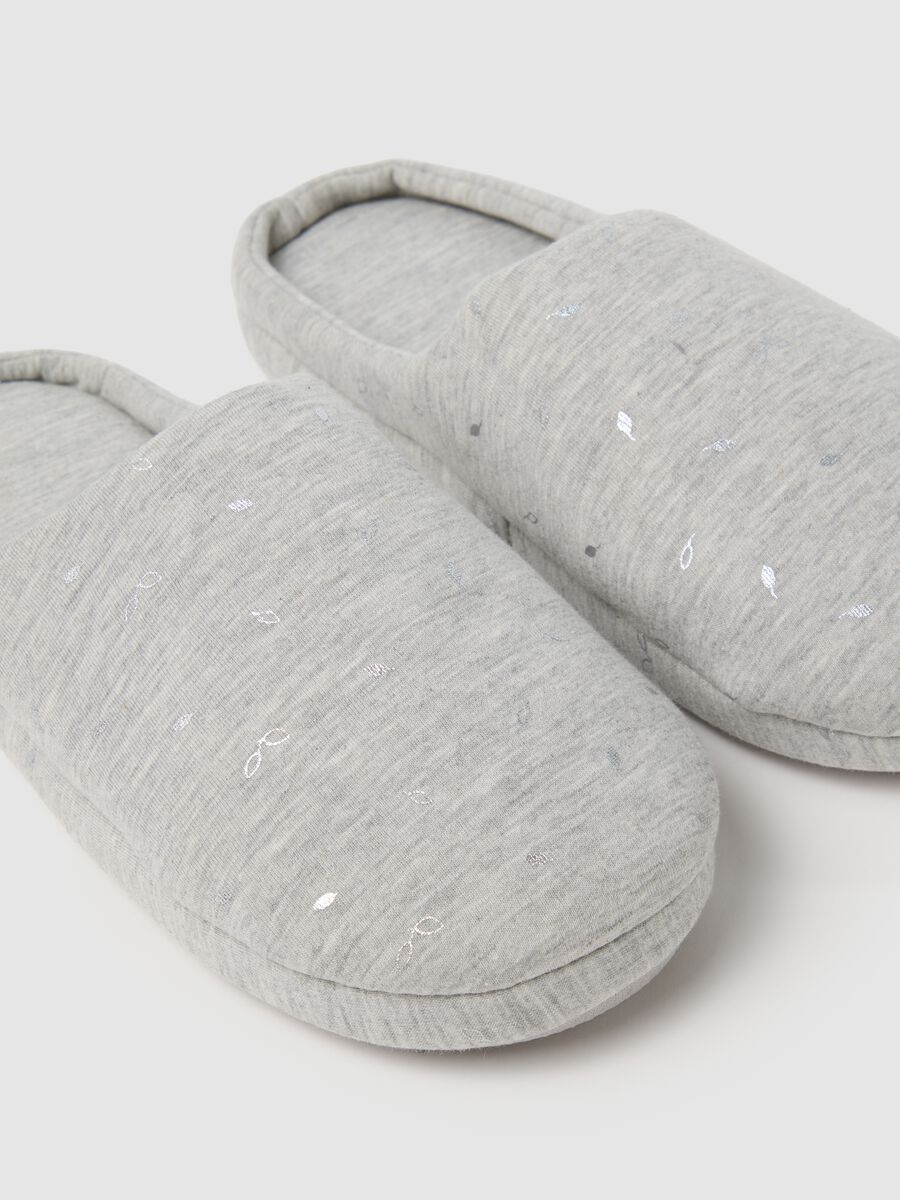 Women's slippers in grey mixed fabric_1