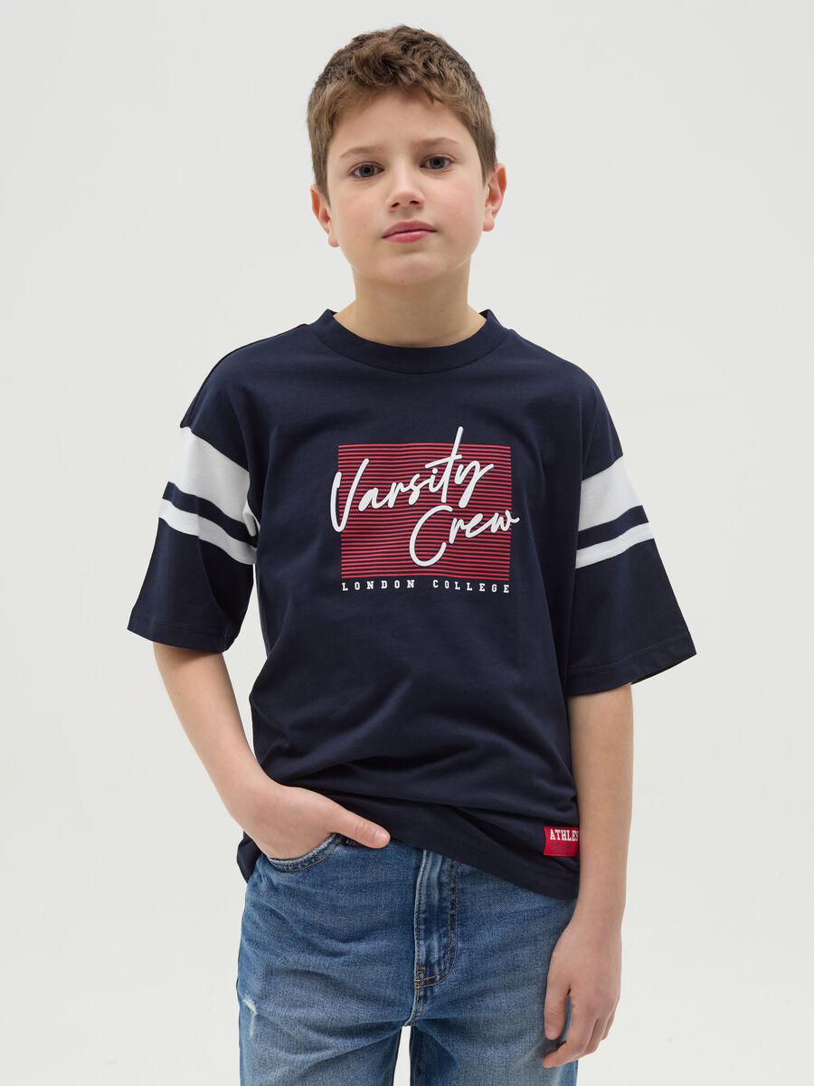 Cotton T-shirt with "Varsity Crew" print_0