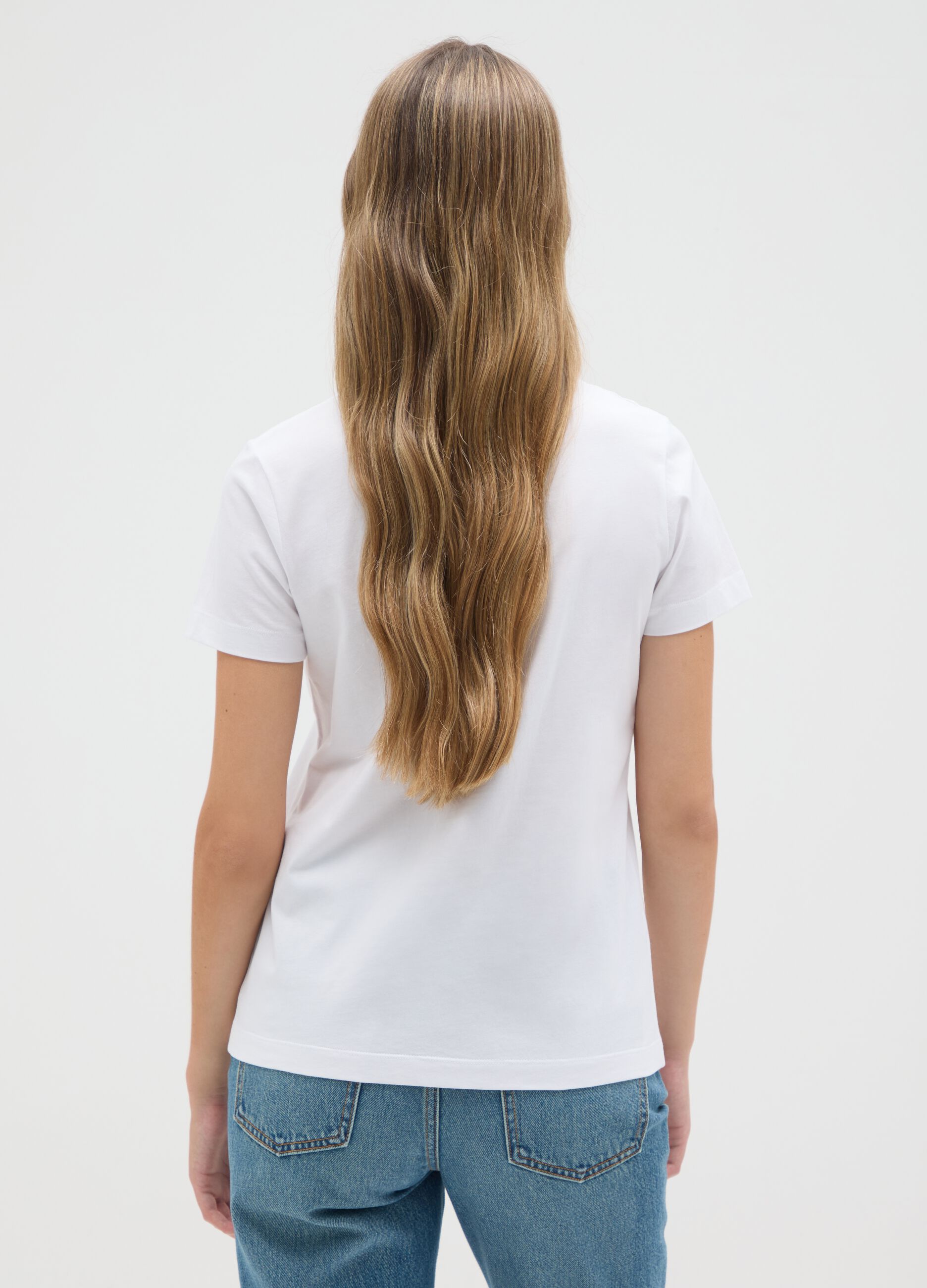 Women's pure cotton white T-shirt regular fit