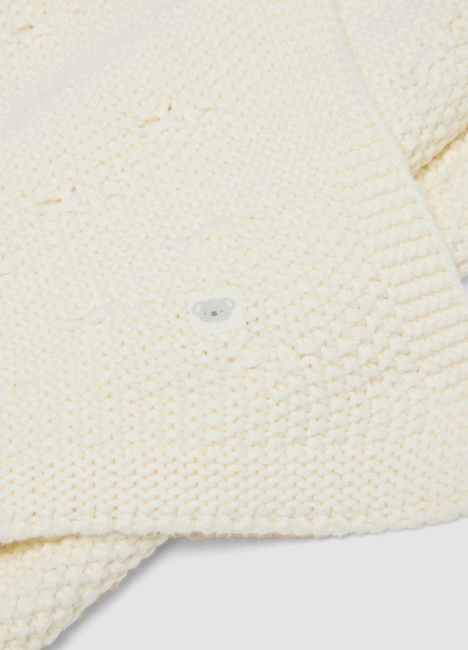 White baby blanket in pure organic cotton knit