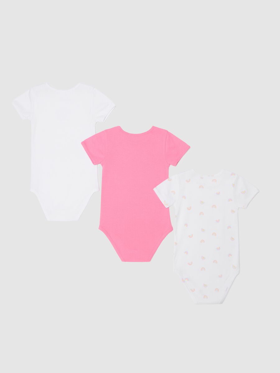 Three-pack organic cotton bodysuits with short sleeves_1