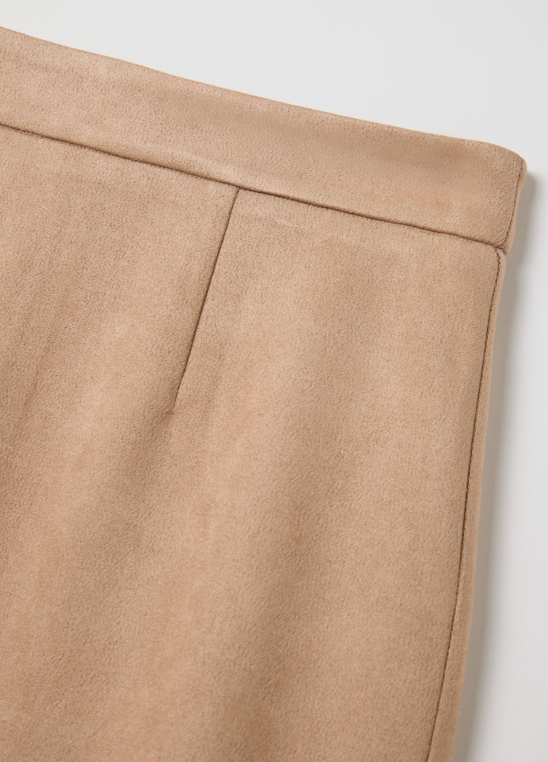 Beige suede miniskirt