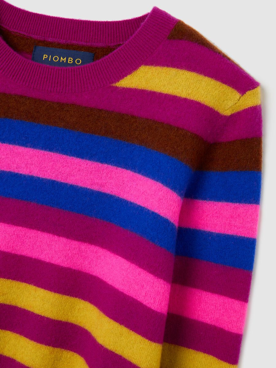 Maglione a righe multicolor in pura lana_5