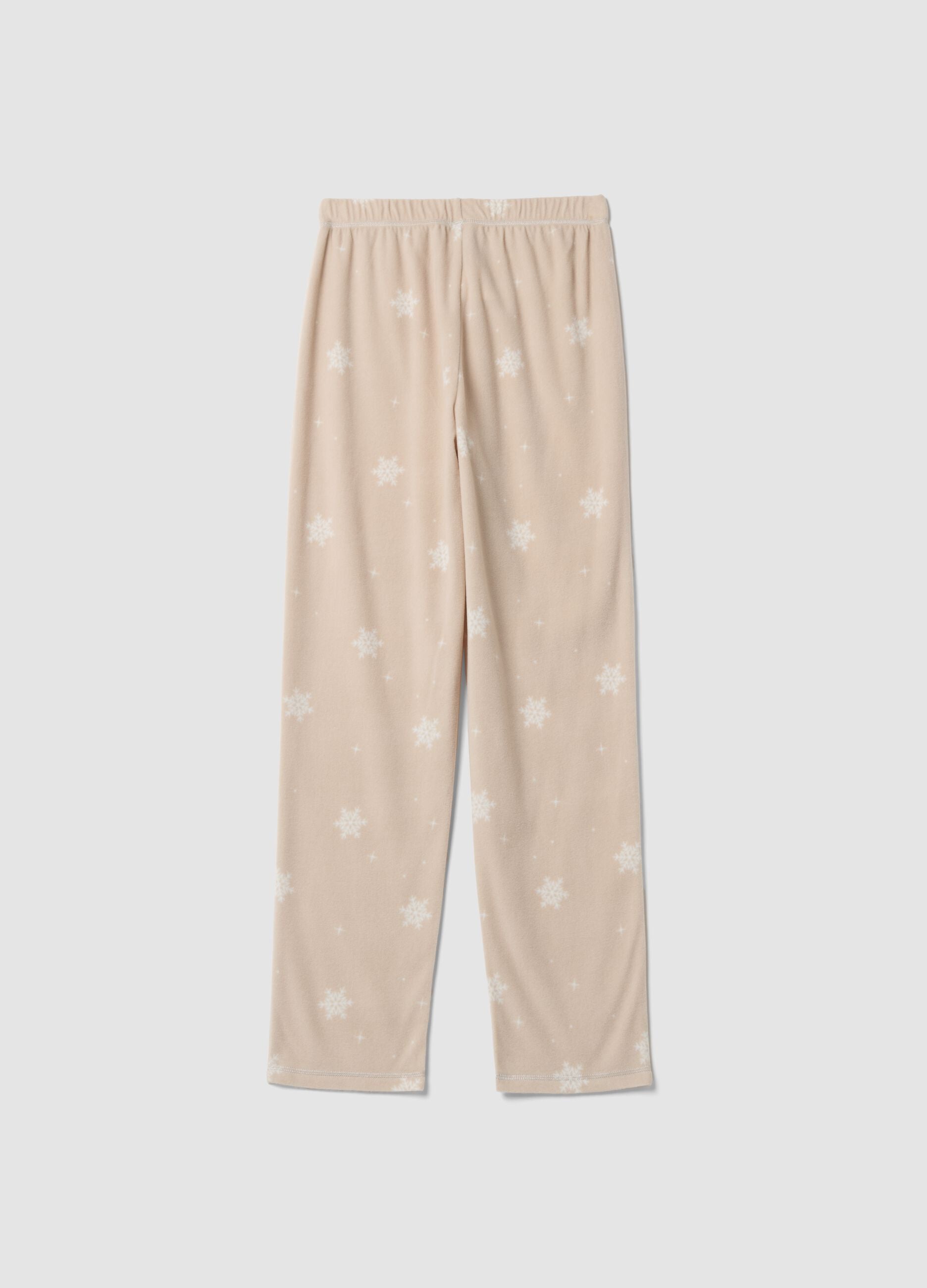 Beige marl regular-fit pyjama trousers with snowflake print