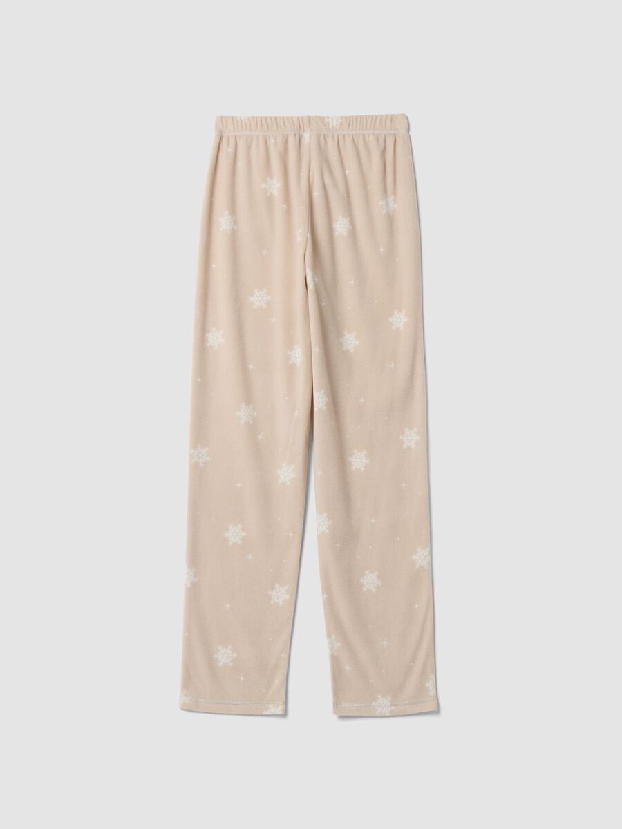 Beige marl regular-fit pyjama trousers with snowflake print_2