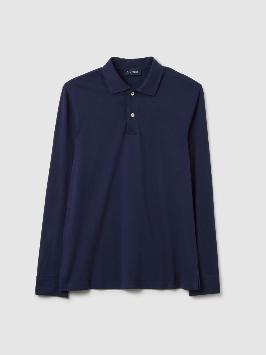 Polo in puro cotone blu regular fit_0