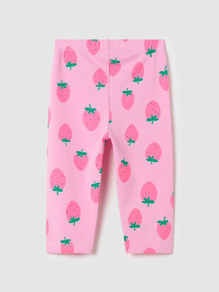 Three-quarter leggings in stretch cotton with print_1