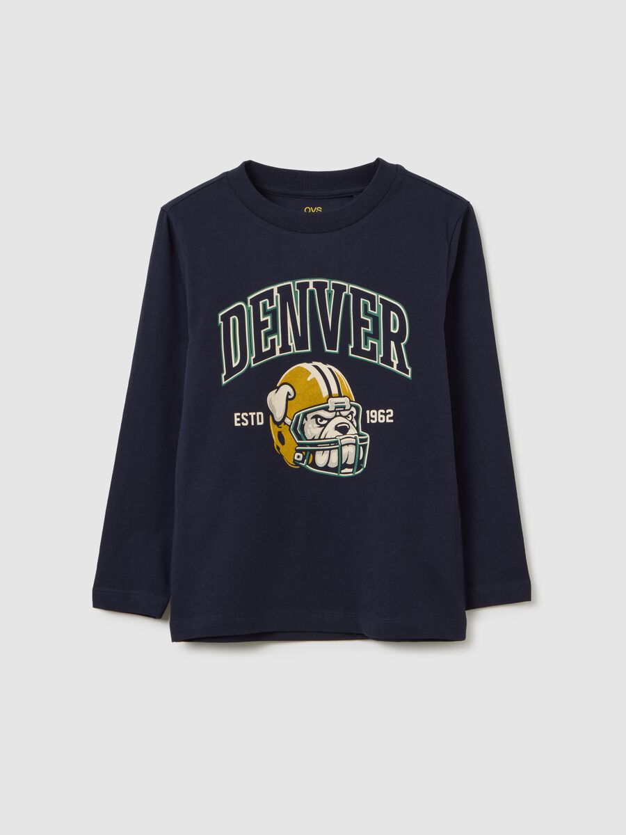 Children's T-shirt in pure blue cotton, regular fit_0