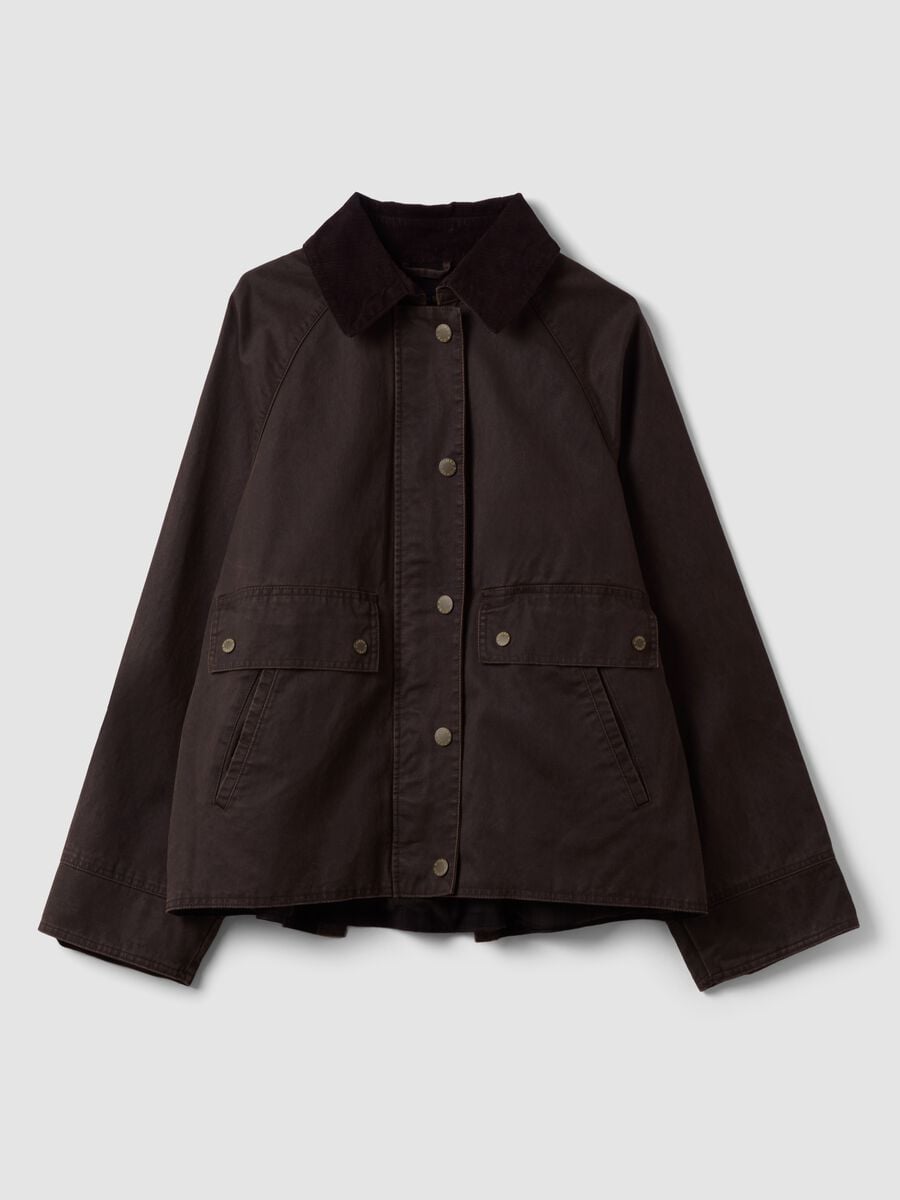Brown cotton-blend parka with velvet collar_4