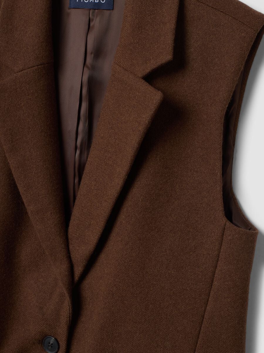 Gilet marrone in misto viscosa con rever classico_5