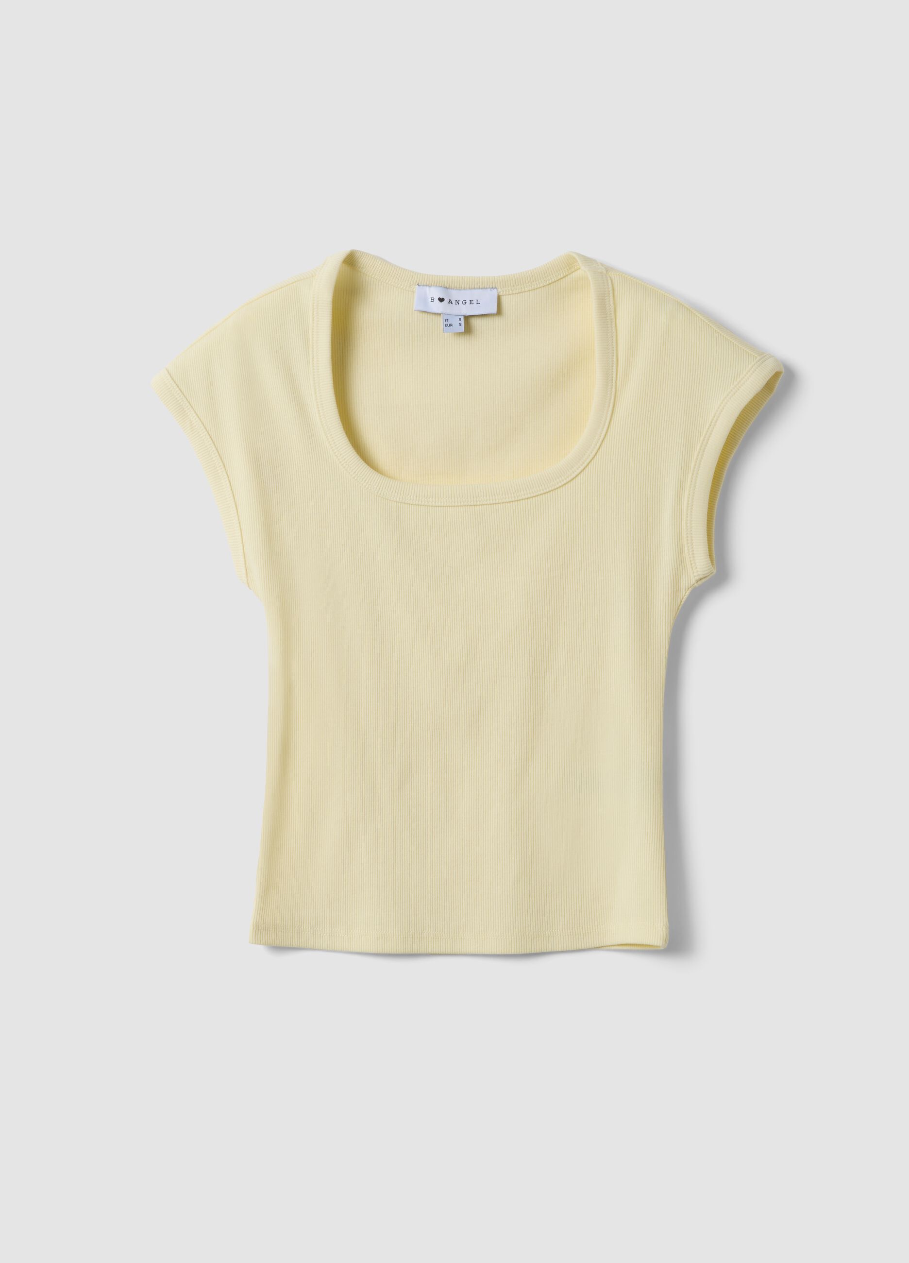 Yellow stretch-cotton short-sleeve T-shirt