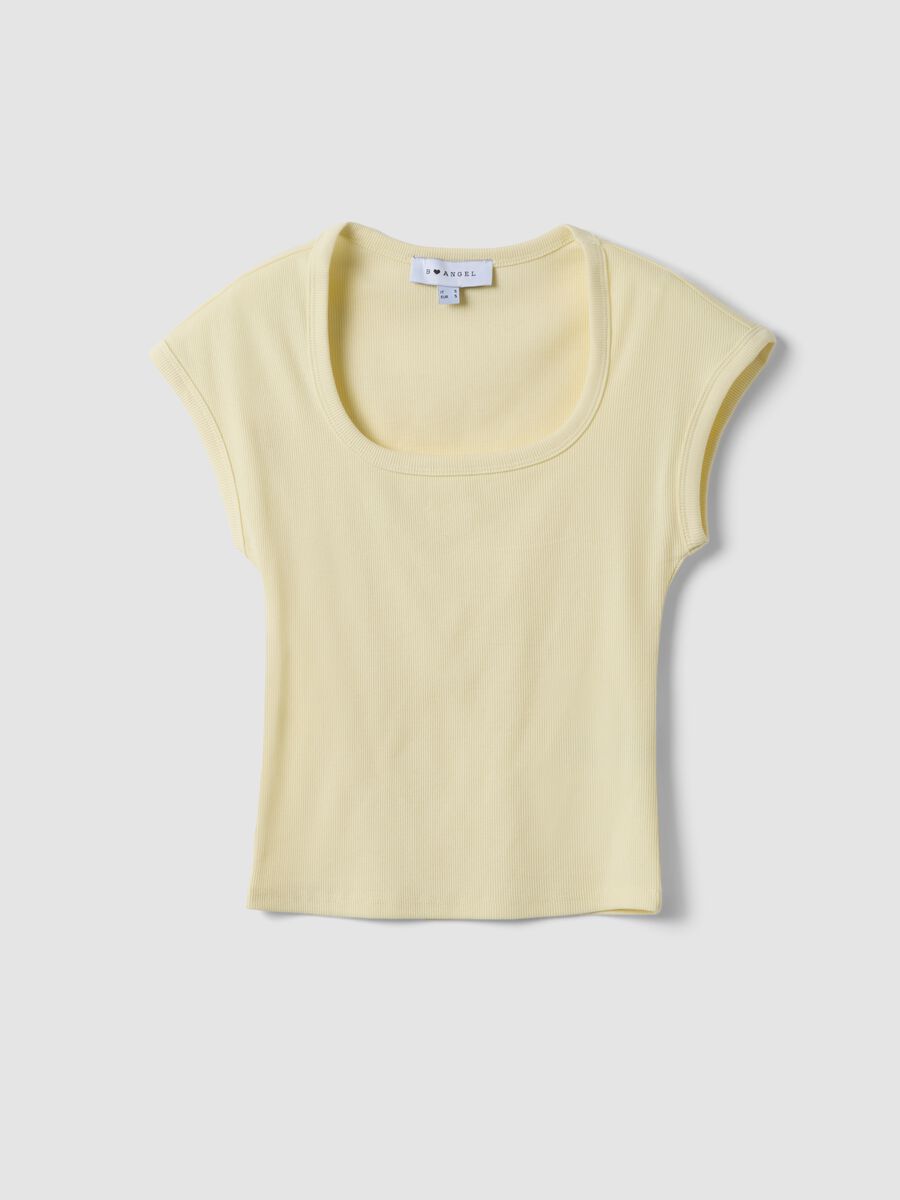 Yellow stretch-cotton short-sleeve T-shirt_0