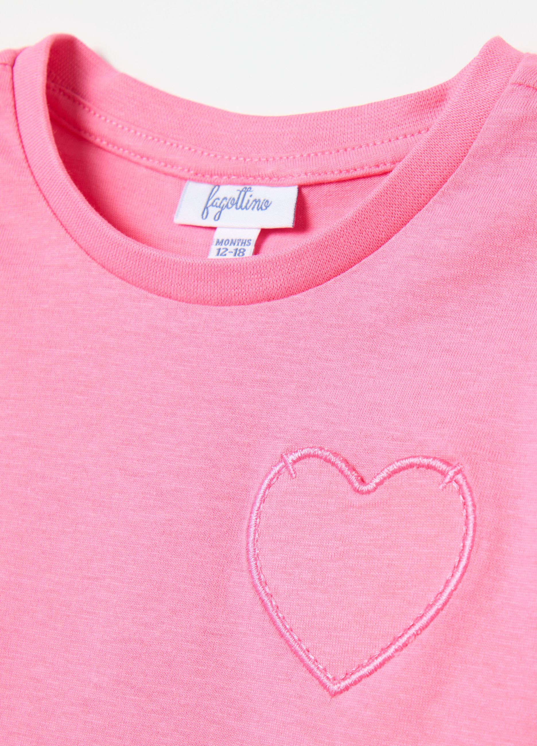 Two-pack pink T-shirts in cotton with print and embroidery