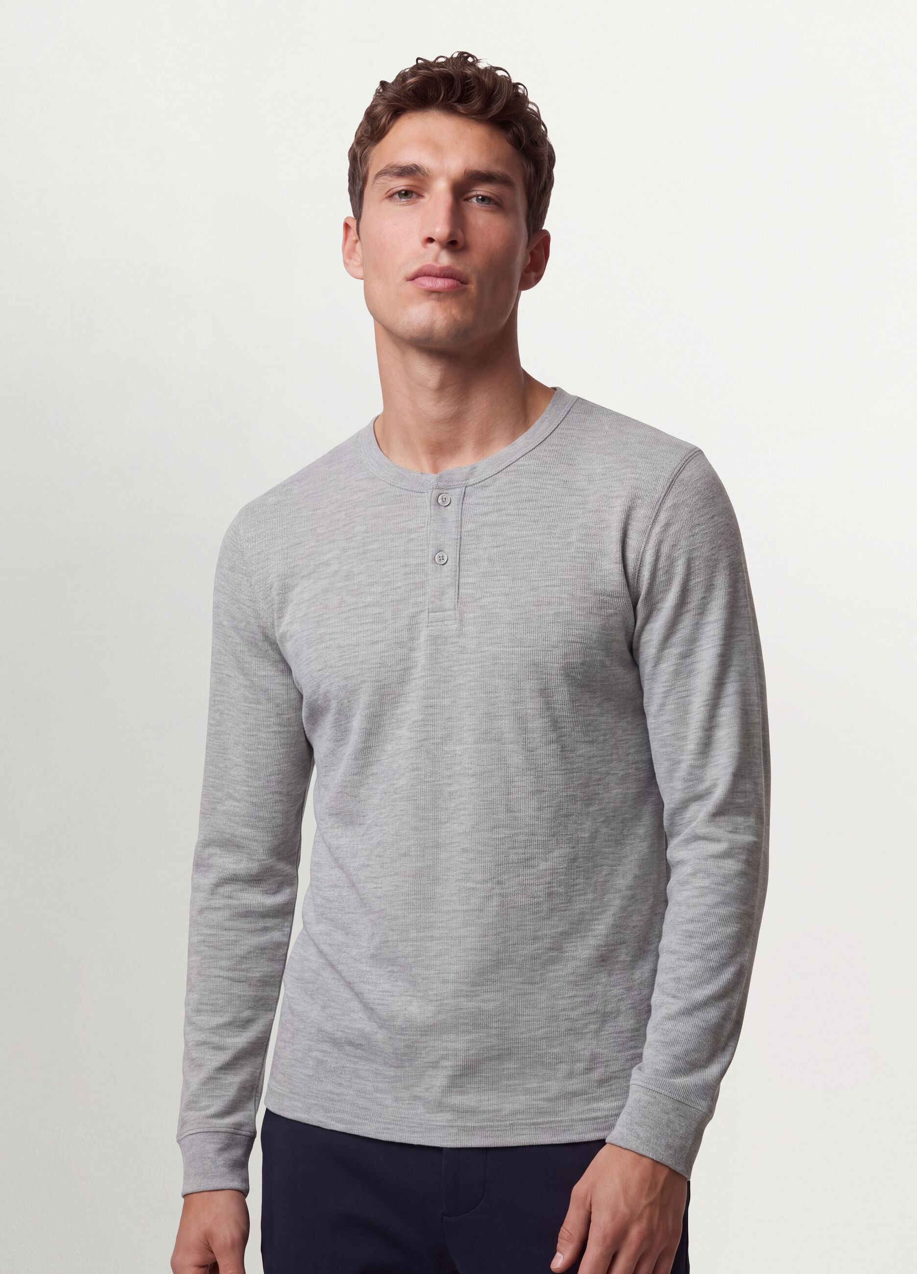 Grey honeycomb viscose-blend T-shirt, regular fit