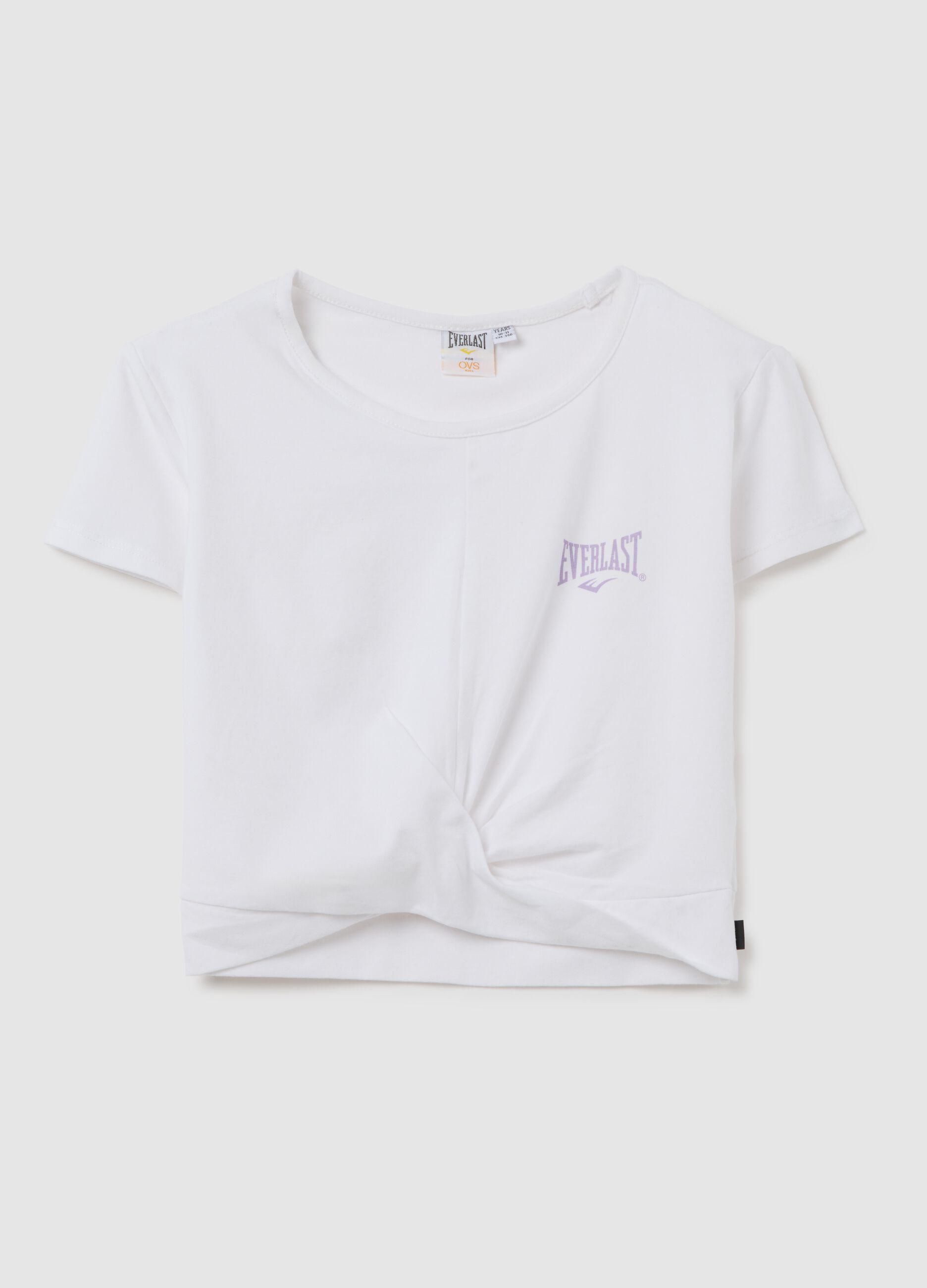 Girls’ slim-fit T-shirt in white stretch cotton