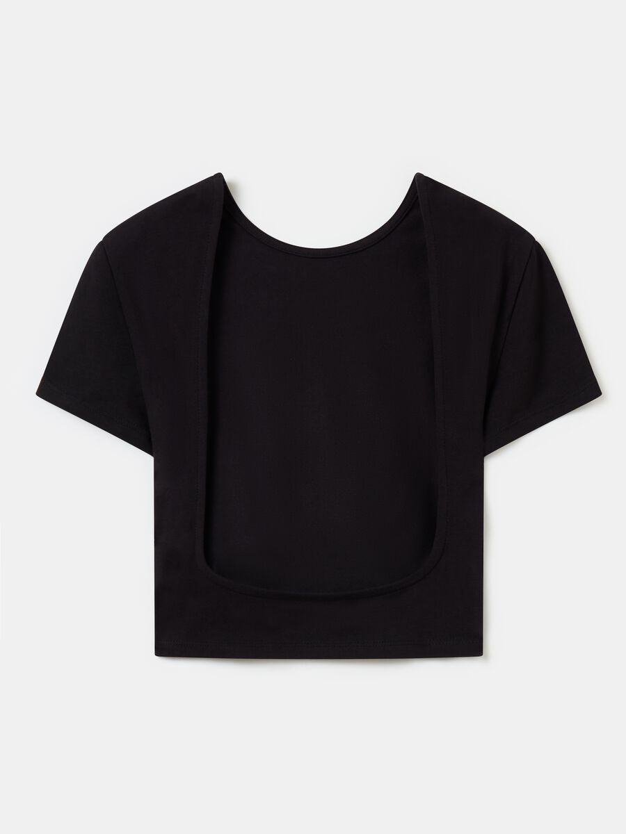Cropped T-shirt Backless Black_5