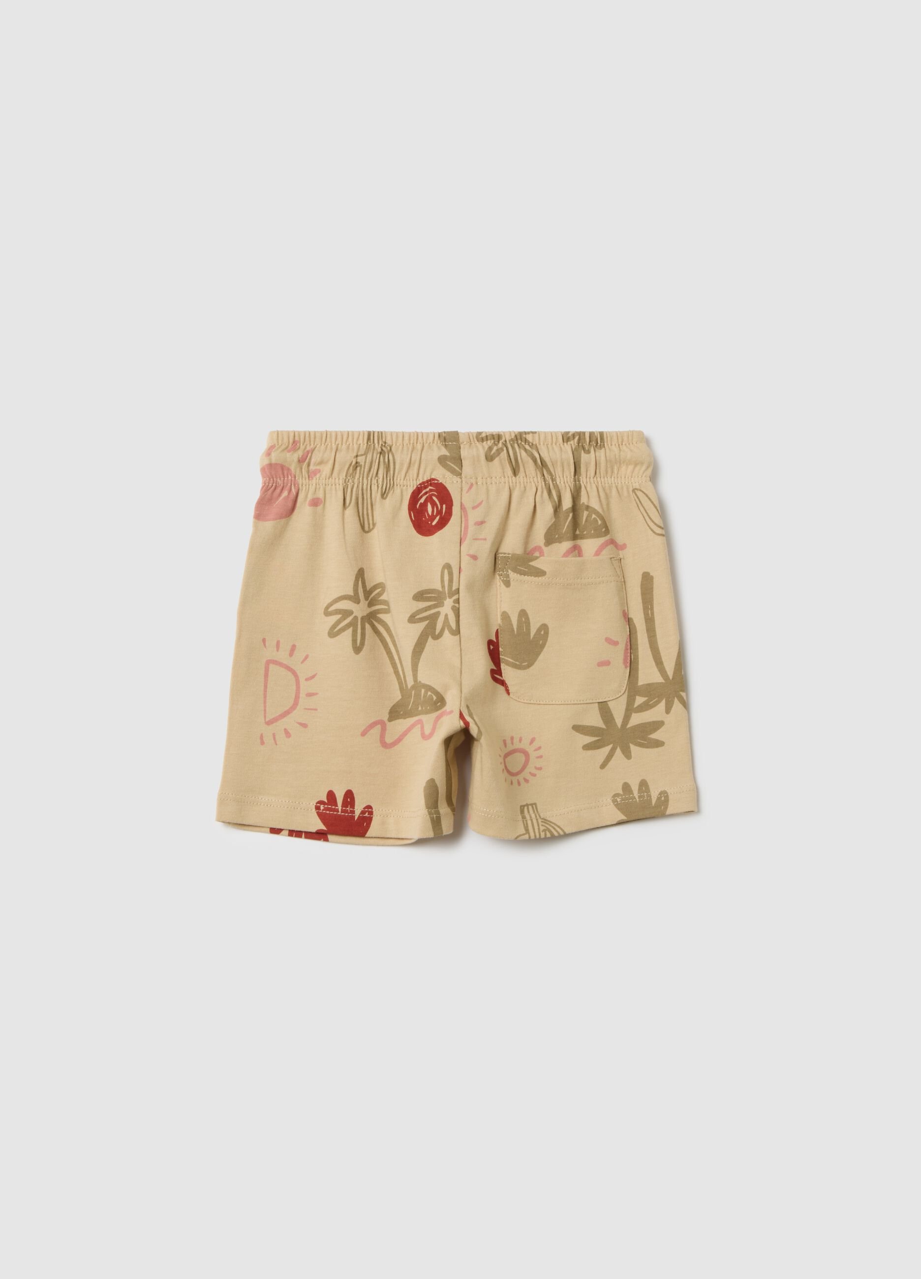 Children's beige pure cotton shorts in regular fit