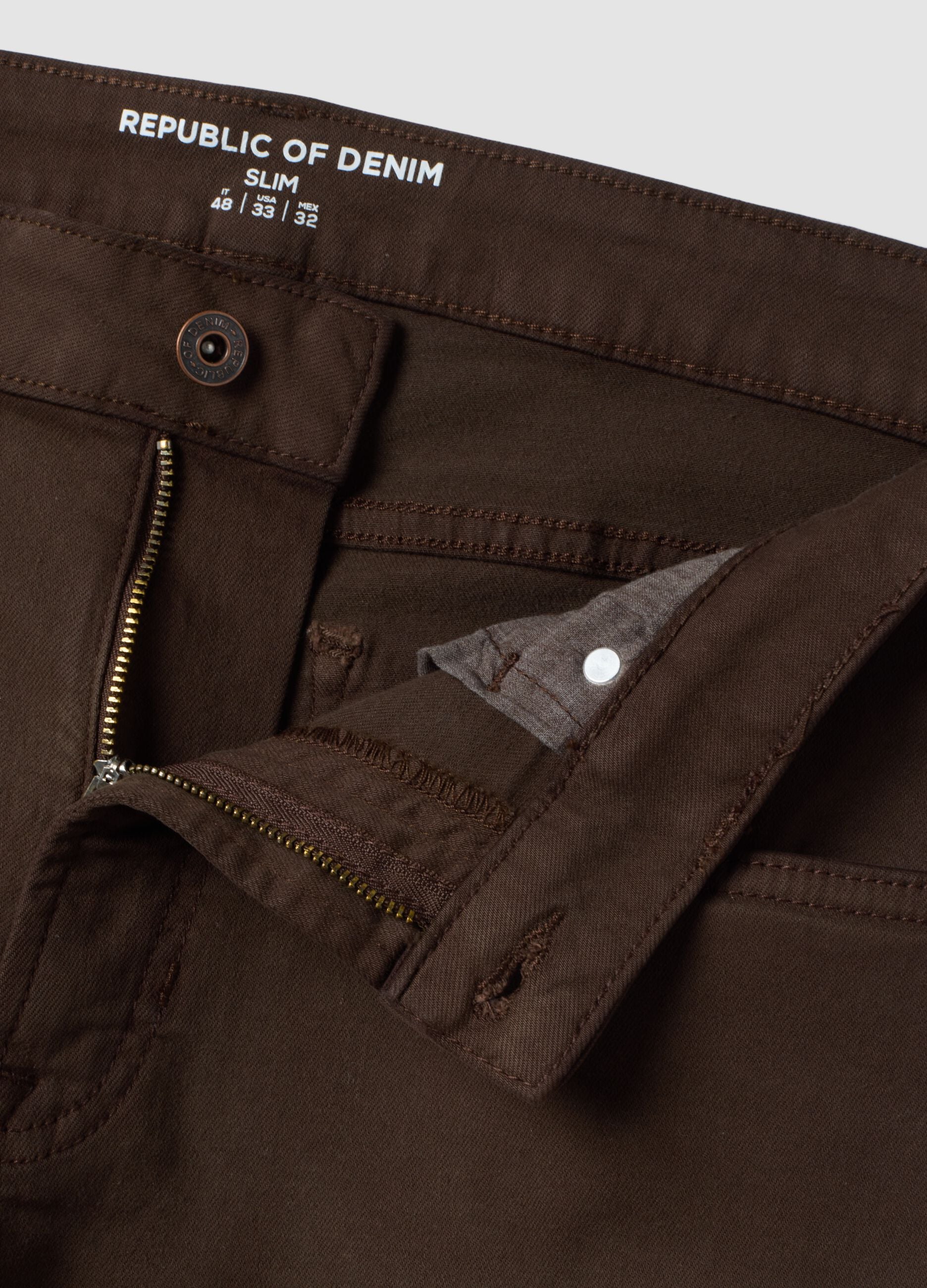Brown denim jeans in stretch cotton, slim fit