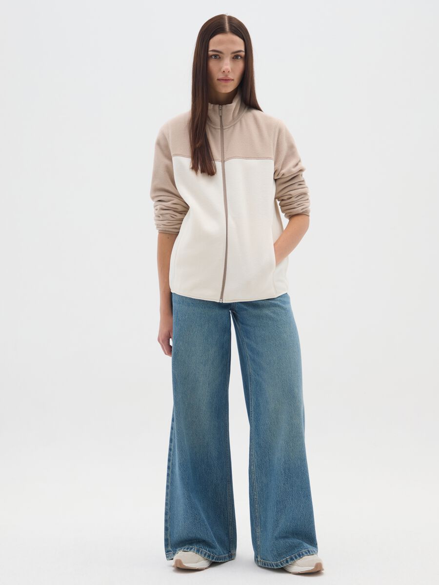 Multicolour fleece with relaxed fit and zip_1