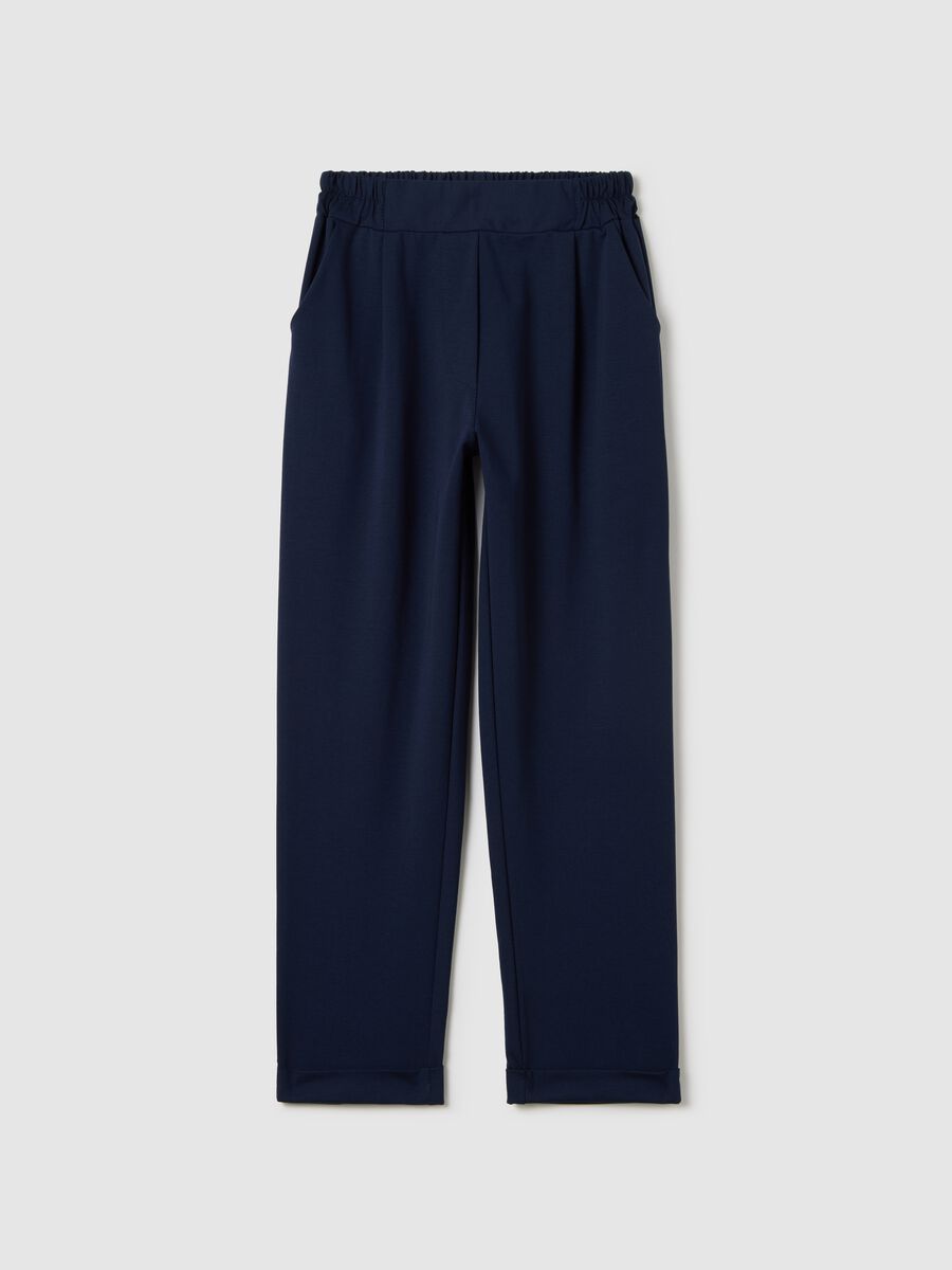 Blue cropped trousers with turn-ups_4